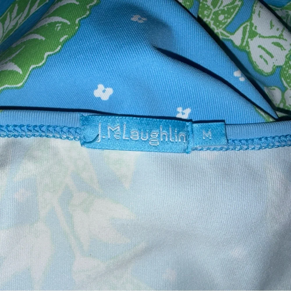 J. McLaughlin Blue Floral 3/4 Sleeve Scoop Neck Top - Picture 4 of 4